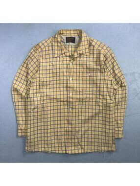 Pendleton VTG 1960s Loop Collar Board Shirt Wool Plaid Flannel Shirt Checker